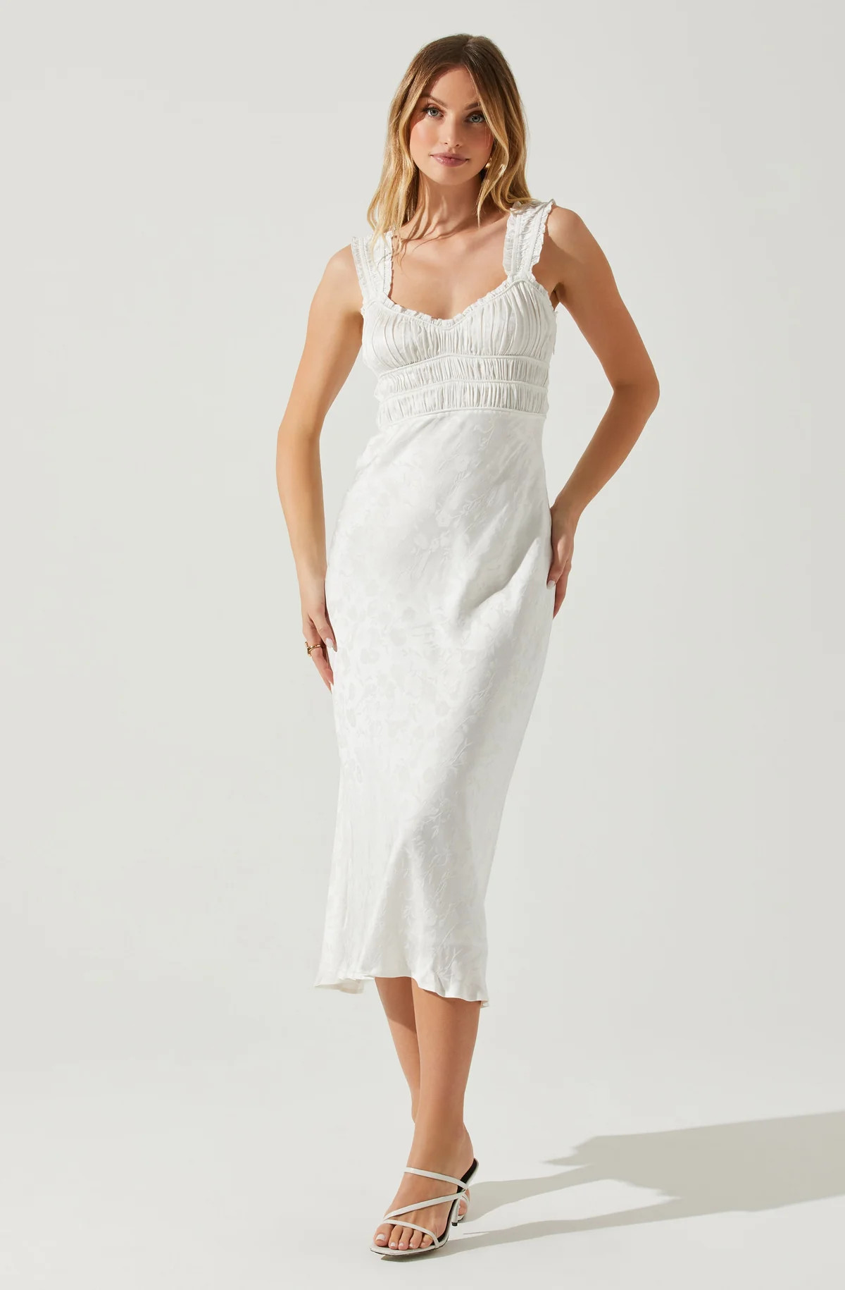 Enola Satin Smocked Midi Dress | ASTR The Label (US)