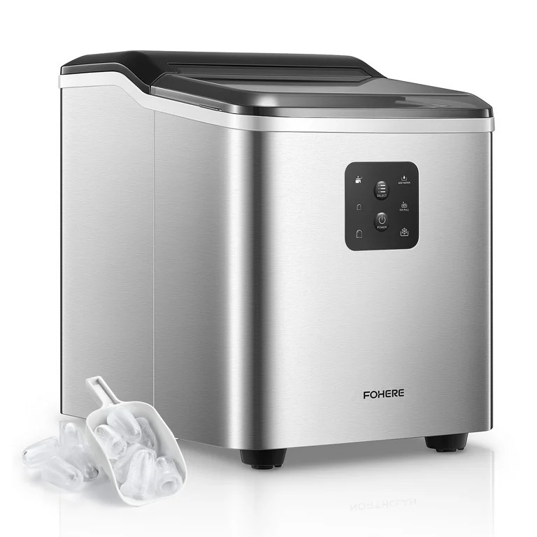 FOHERE Ice Maker Countertop 2 Sizes, 28lbs in 24h, 9 Bullet Ice in 6M, Selfclean, Stainless Steel | Walmart (US)
