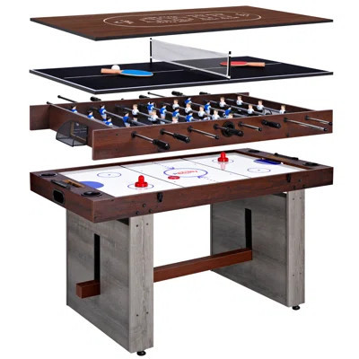 Rioloiuy 55” 4-in-1 Combo Table includes Foosball, Electric Air Hockey, Ping Pong & Poker | Wayfair North America