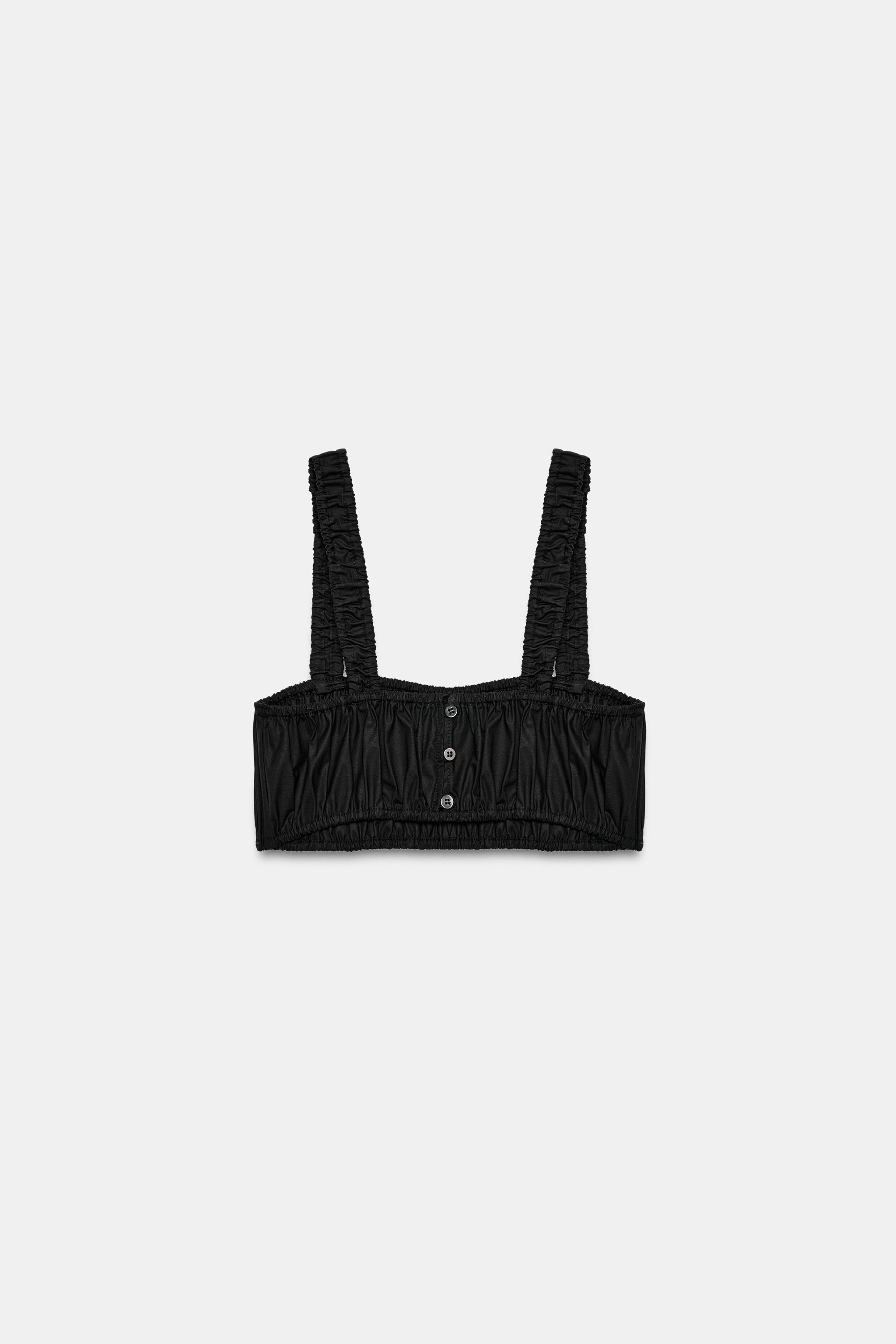 POPLIN RUCHED CROP TOP | Zara US