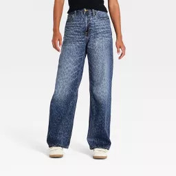Women's Low Slung Loose Leopard Jeans - Universal Thread\u2122 Indigo 6 | Target