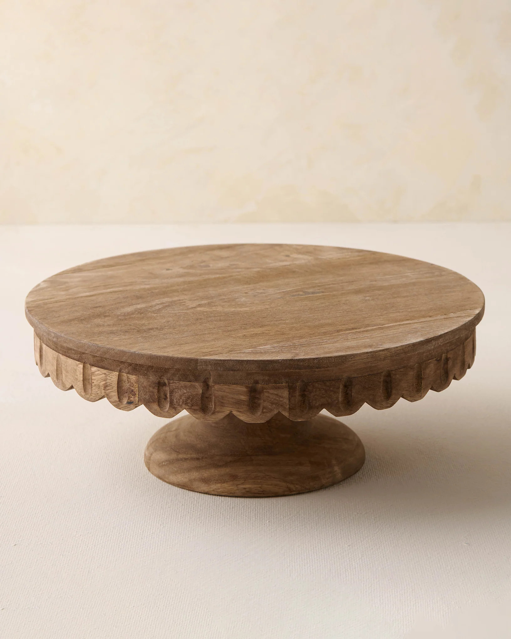 Antiqued Wood Scalloped Cake Stand | Magnolia