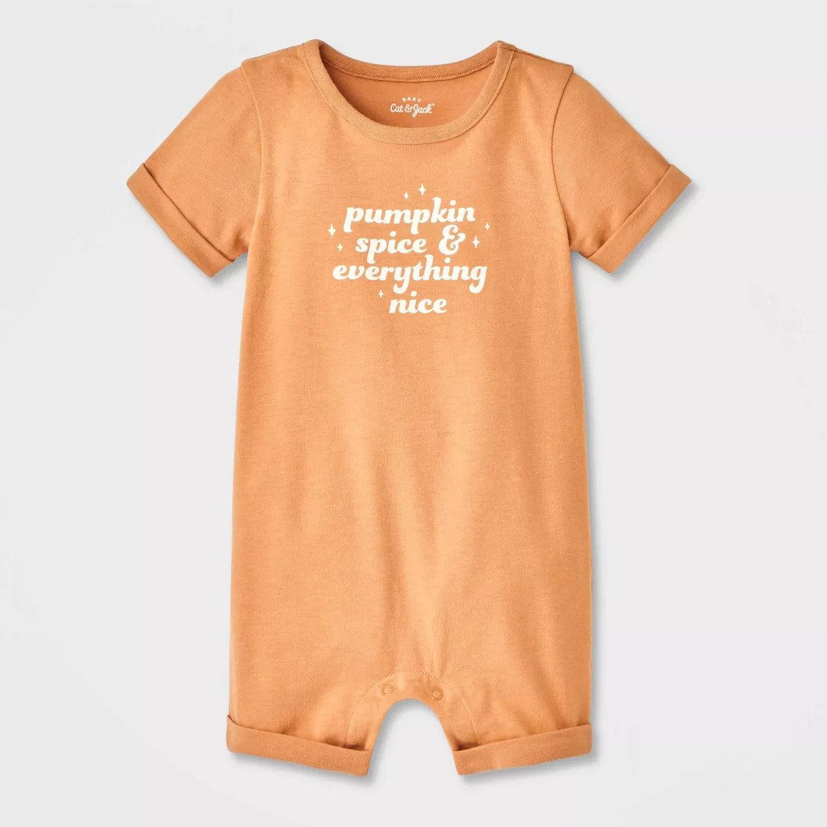 Baby Pumpkin Spice & Everything Nice Shorts Sleeve Romper - Cat & Jack™ Brown | Target