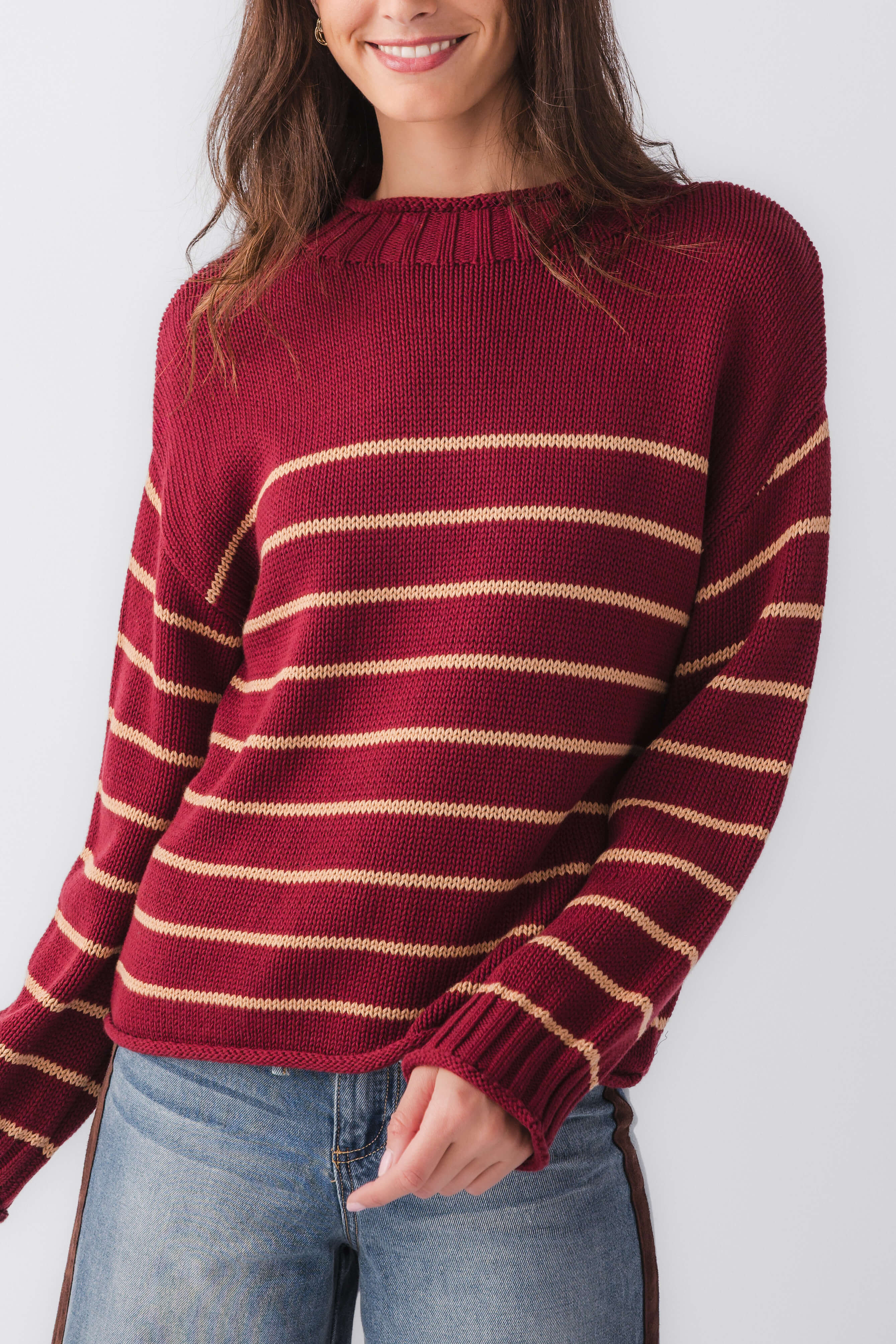 By Together Knit Stripe Mockneck Sweater | Social Threads