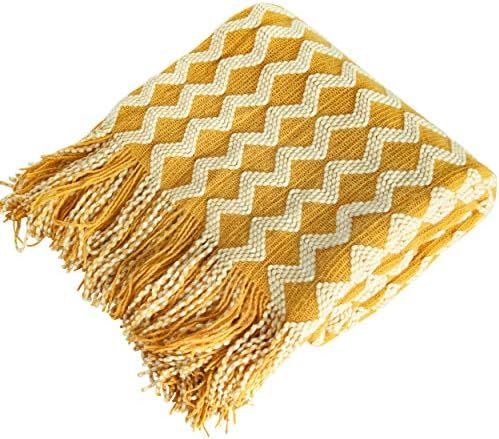 NTBAY Acrylic Knitted Throw Blanket, Lightweight and Soft Cozy Decorative Woven Blanket with Tass... | Amazon (US)