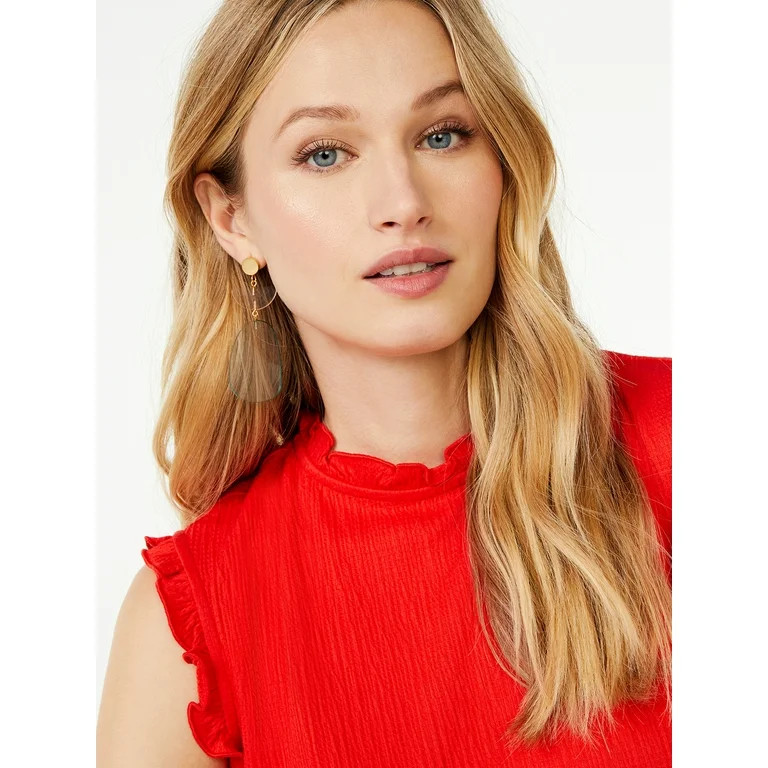 Scoop Women’s 14K Gold Flash-Plated Translucent Blue Resin Statement Earring | Walmart (US)