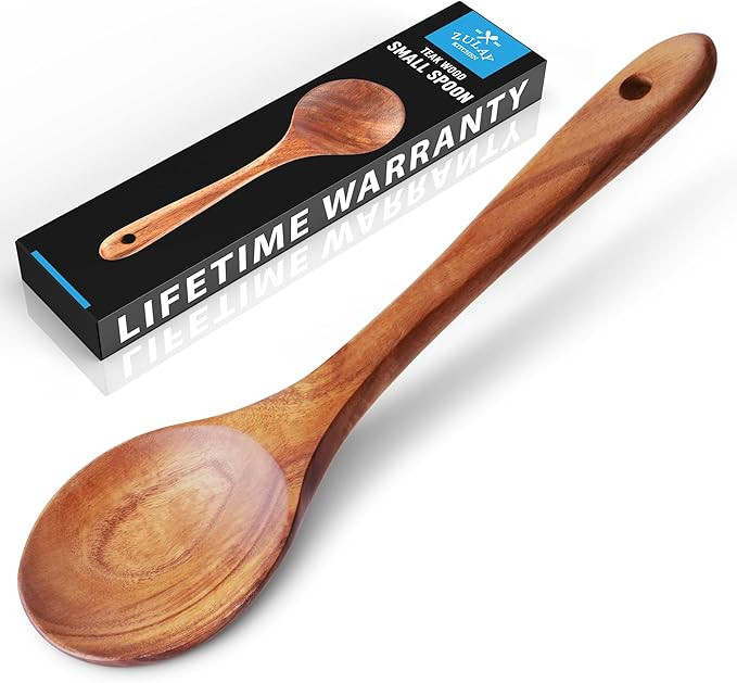 Zulay Kitchen 9.4" Teak Wooden Cooking Spoon – Durable, Non-Stick Wooden Utensil for Cooking, S... | Amazon (US)