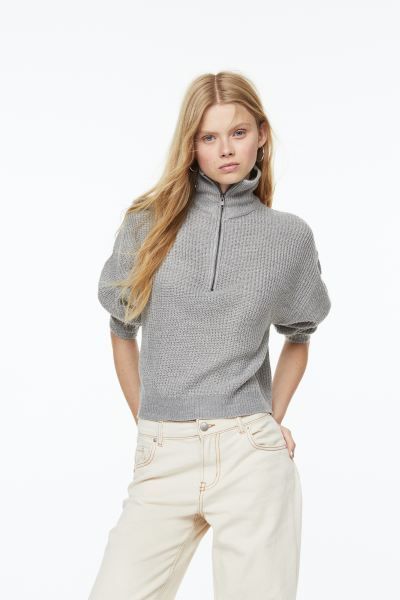 Zip-top rib-knit jumper | H&M (UK, MY, IN, SG, PH, TW, HK)