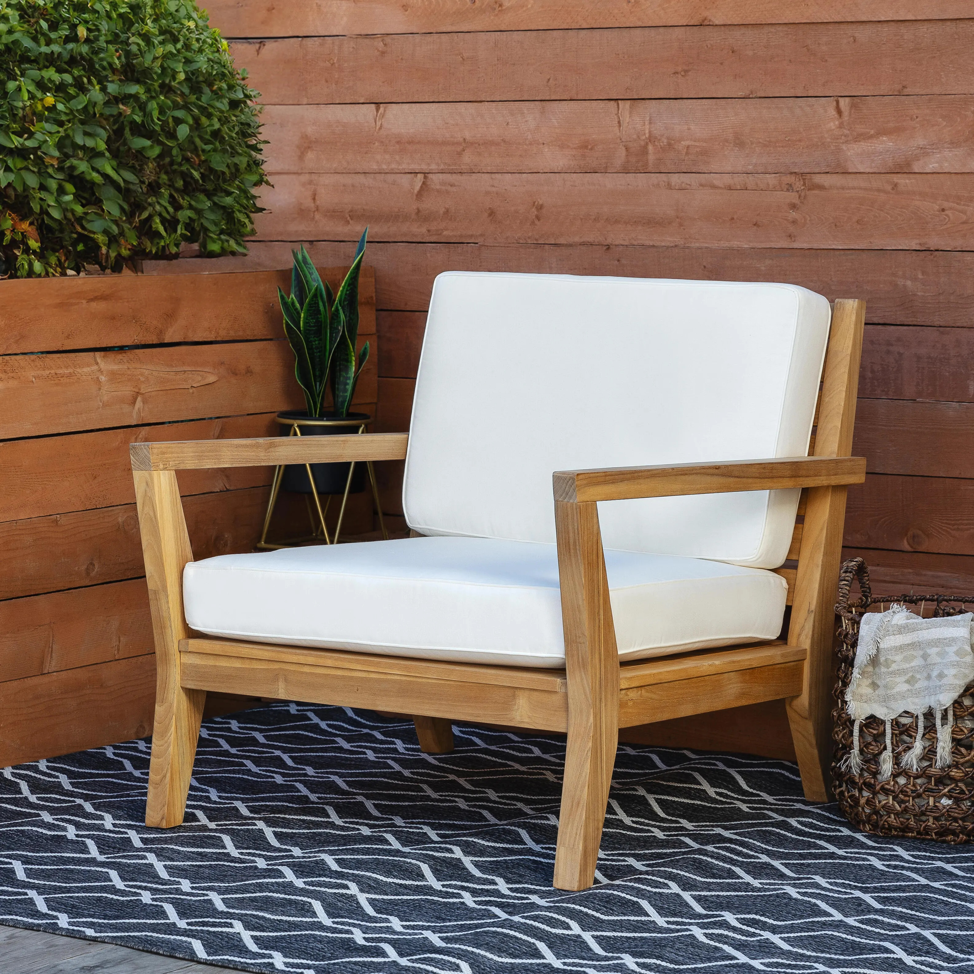 Linon Cary Outdoor Arm Chair With Cushions, Natural | Ashley Homestore