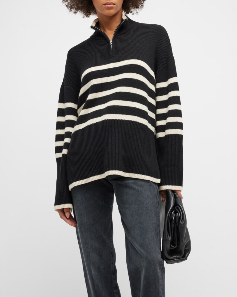 Rails Tessa Striped Quarter-Zip Sweater | Neiman Marcus