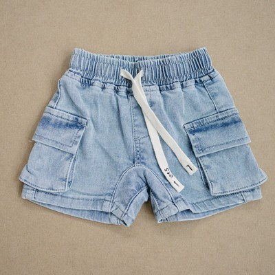 Kids Carson Soft Stretch Denim Cargo Shorts Blue 3-6M - Olive + Scout | Target