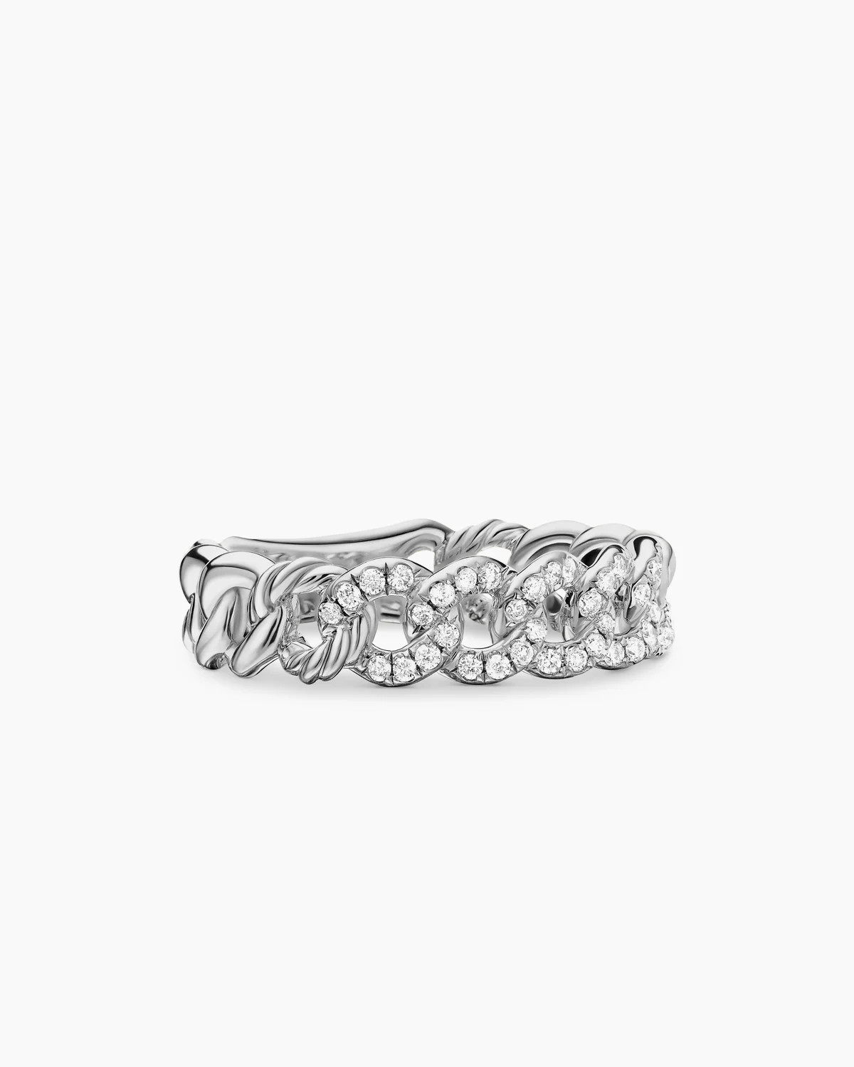 David Yurman | Belmont Curb Link Band Ring in Sterling Silver with Diamonds, 5mm | David Yurman
