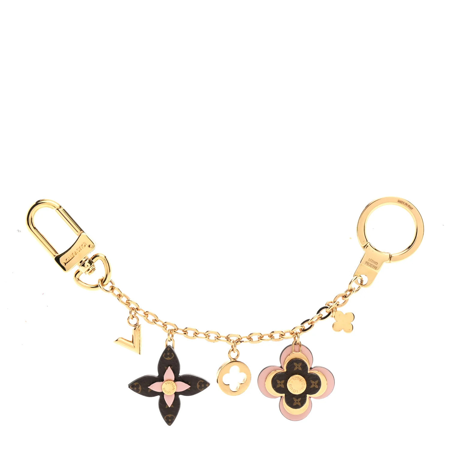 Louis Vuitton Brass Monogram Blooming Flowers Bag Charm Key Holder Rose Ballerine | FASHIONPHILE (US)