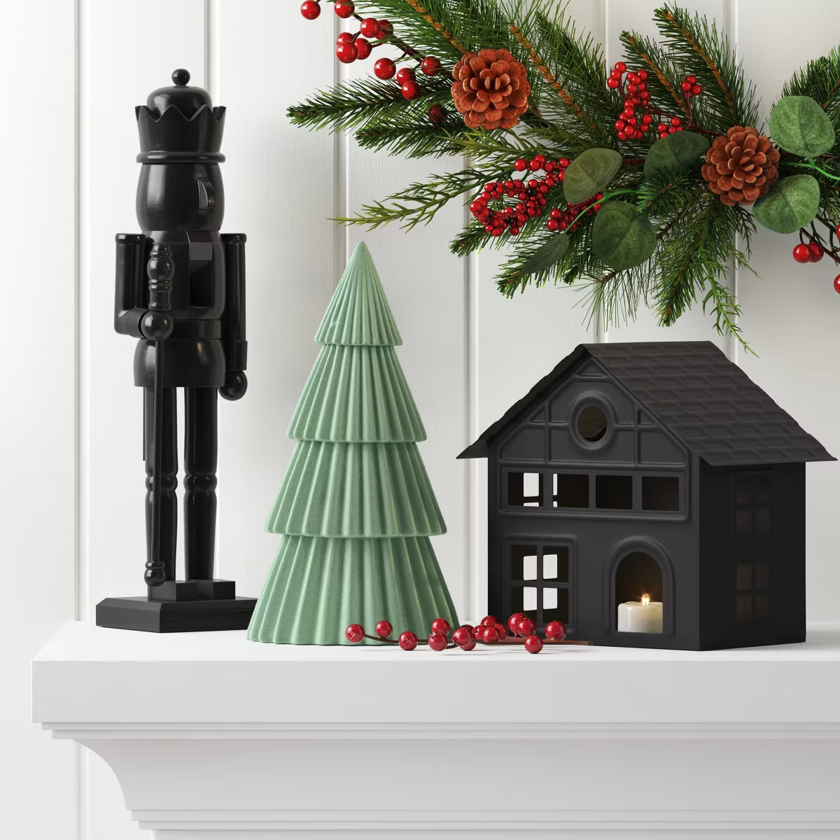 7.38" Battery Operated Lit Metal House Christmas Village Building - Wondershop™ Black | Target
