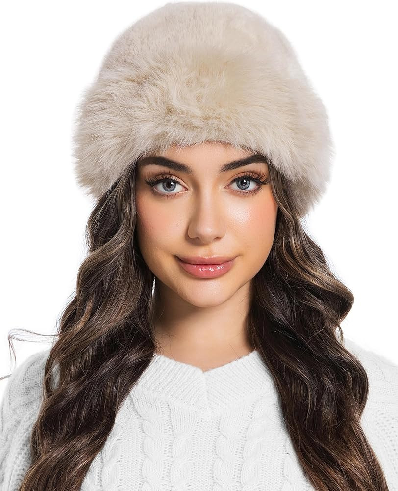 Women's Faux Fur Fluffy Bucket Hat Winter Warm Fuzzy Mongolian Hat Fisherman Cap Beanie | Amazon (US)