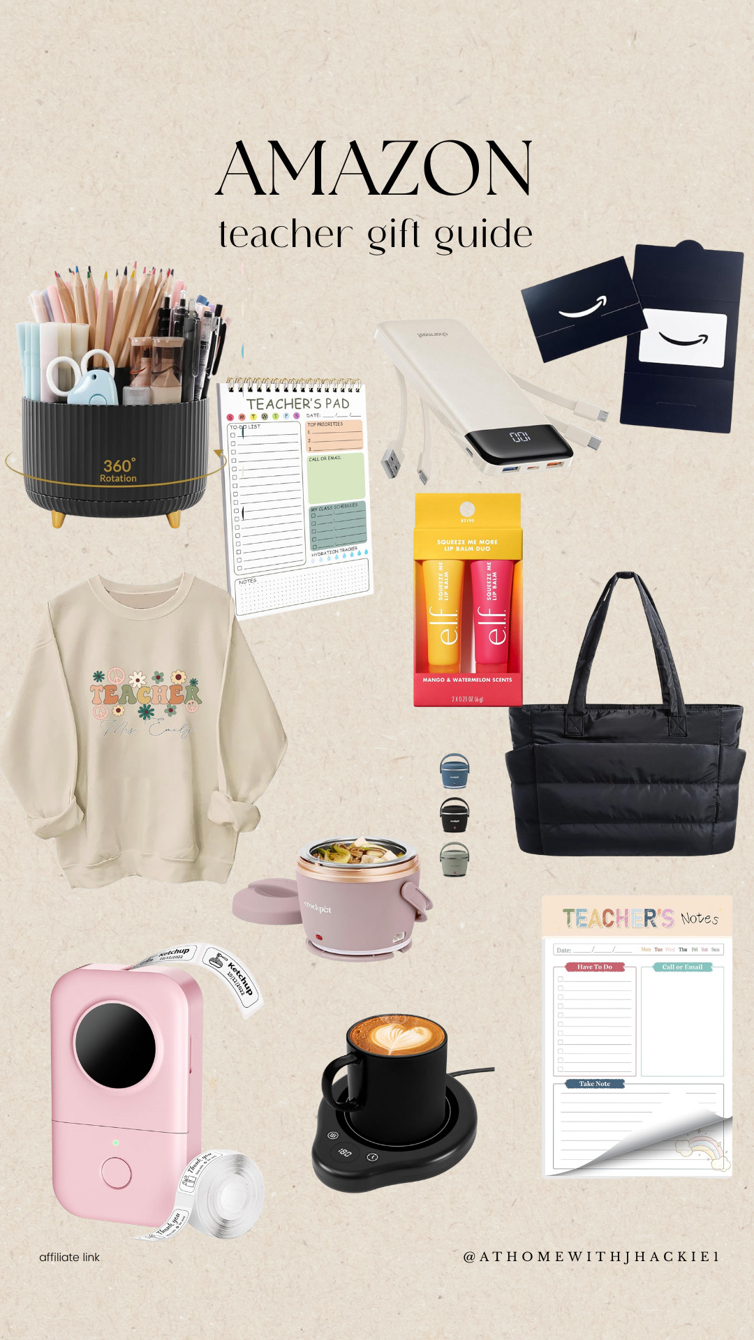Amazon teacher gifts, teacher gift guide, gifts for teachers 2025, practical teacher gifts, teacher amazon finds, teacher appreciation gifts, rotating pen holder, teacher notepad, teacher planner, portable charger gift, amazon gift card teacher, teacher sweatshirt, elf lip balm duo, lunch crockpot, label maker pink, coffee mug warmer, teacher tote bag, teacher notes pad, stocking stuffers for teachers, budget teacher gifts 

 

#LTKGiftGuide #LTKHoliday #LTKSeasonal