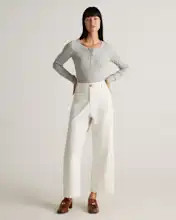 Organic Stretch Cotton Chino Cropped Wide Leg Pants in Frost | Quince