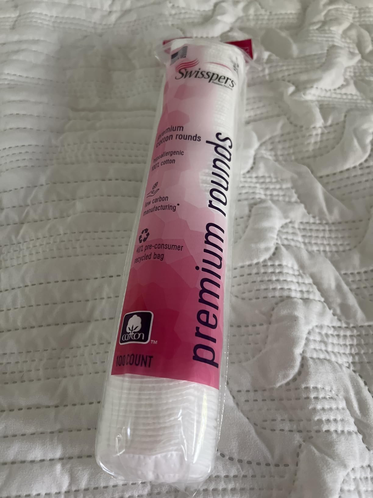 Swisspers Premium Cotton Rounds, Dual Sided Pads - 100 Pads (Pack of 3) - 100% Pure Chlorine-Free... | Amazon (US)