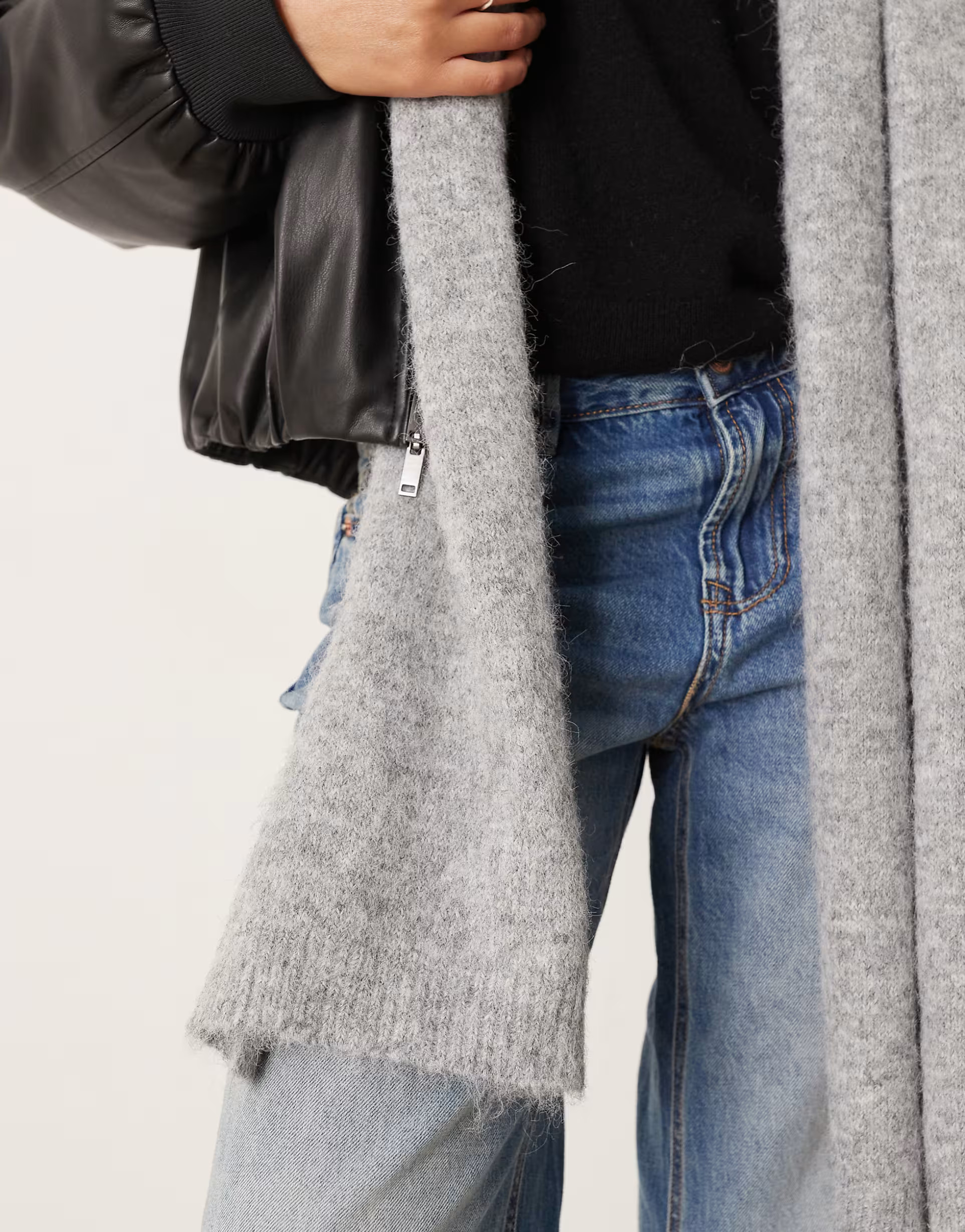 Mango wool mix scarf in light grey | ASOS (Global)
