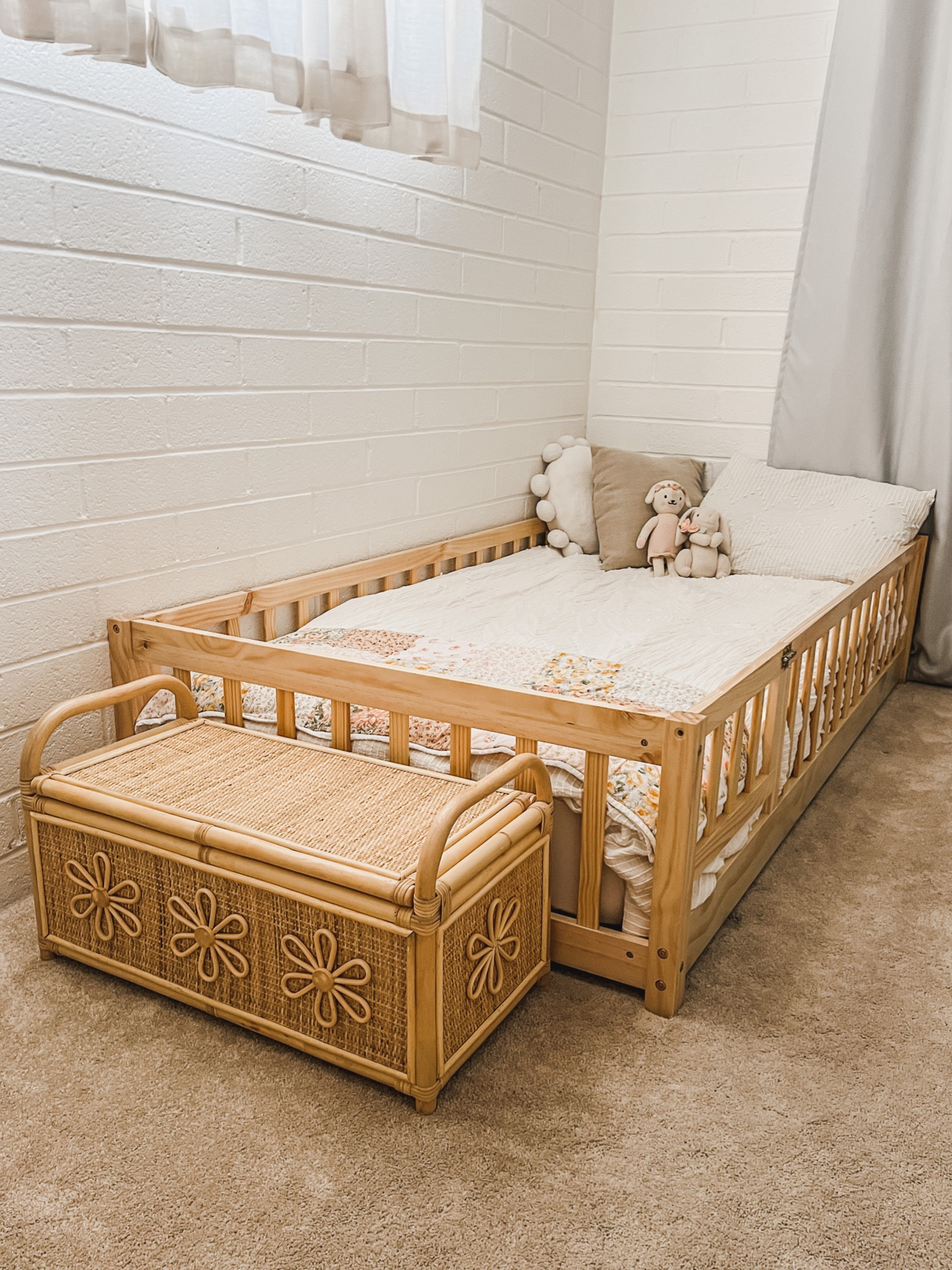 our favorite toddler bed frame! a montessori floor bed but still has a railing so they don’t fall out! my daughter LOVES her big girl bed! 

#LTKhome #LTKbaby #LTKkids