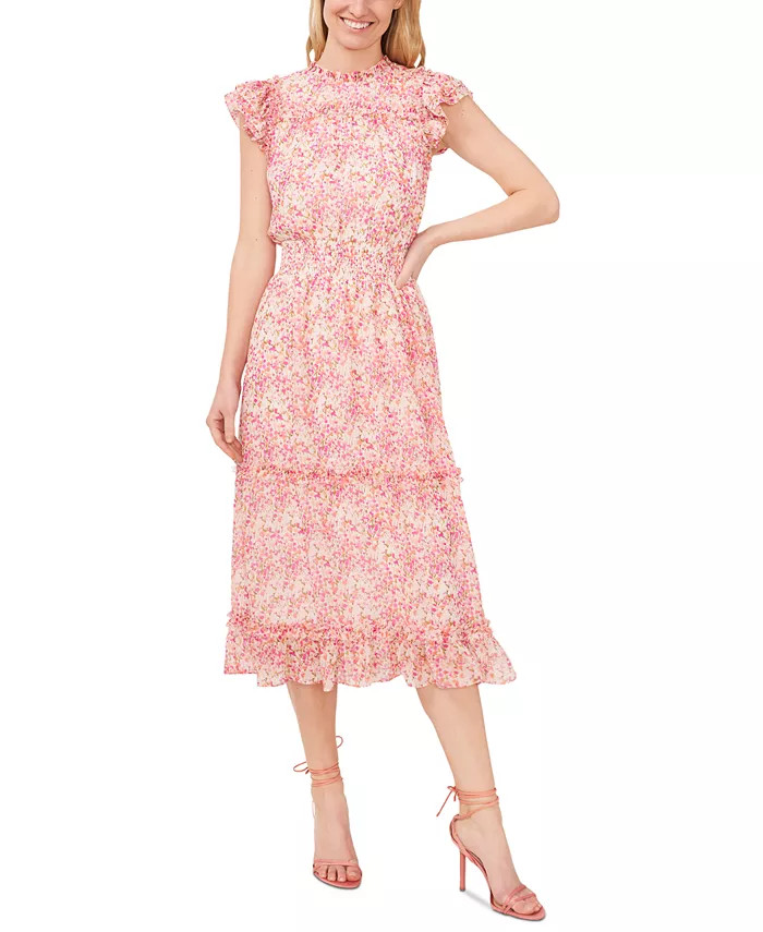 Women's Flutter Sleeve Smocked Waist Midi Dress | Macy's