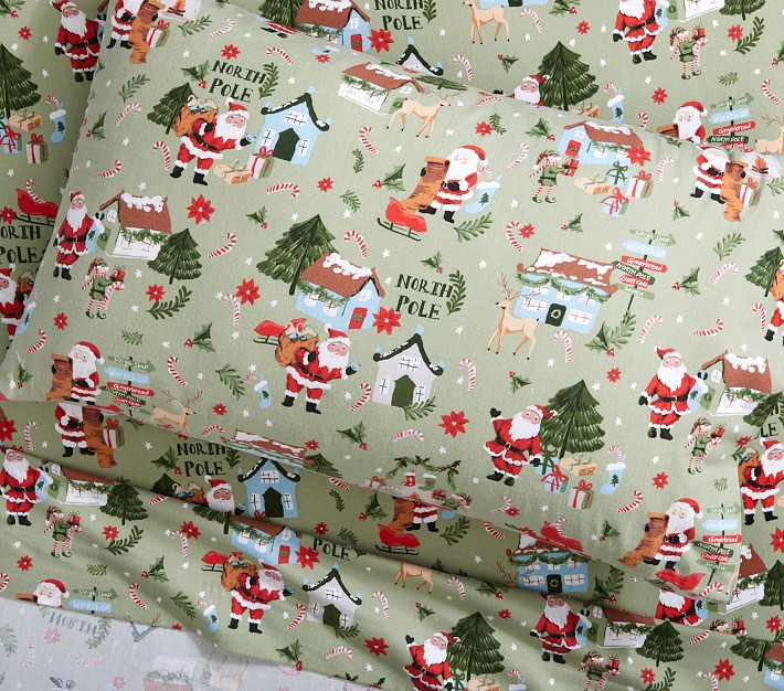 Candy Cane Village Organic Sheet Set | Pottery Barn Kids