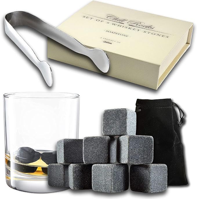 Set of 9 Grey Beverage Chilling Stones [Chill Rocks] Whiskey Stones for Whiskey and Other Beverag... | Amazon (US)