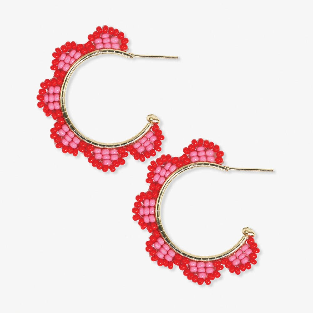 Luna Beaded Scallop Gold Hoop Tomato | INK+ALLOY