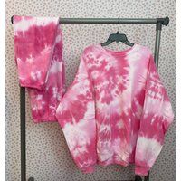 Pink Tie Dye Sweatsuit Includes Both Sweatshirt & Sweatpants. Cute & Cozy Loungewear | Etsy (US)