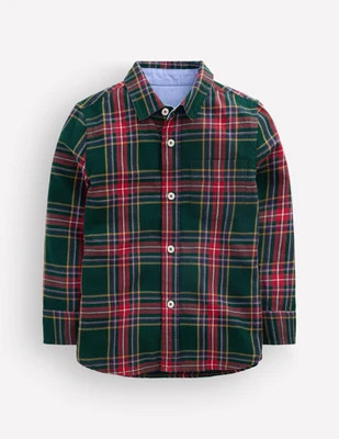 Boden Boys Cosy Cotton Check Shirt in Blue | Size 2-3 Years | Boden (US)