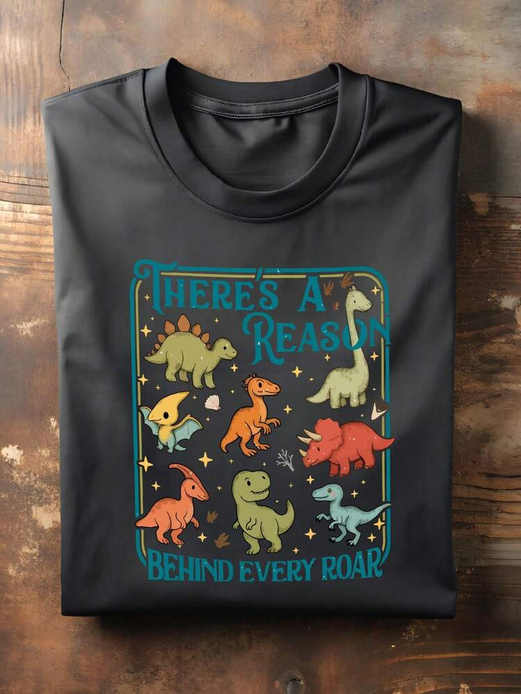 Retro Dinosaur Shirt, SPED Teacher T-Shirt, There's A Reason Behind Every Roar Tee, Gift For Teac... | SHEIN