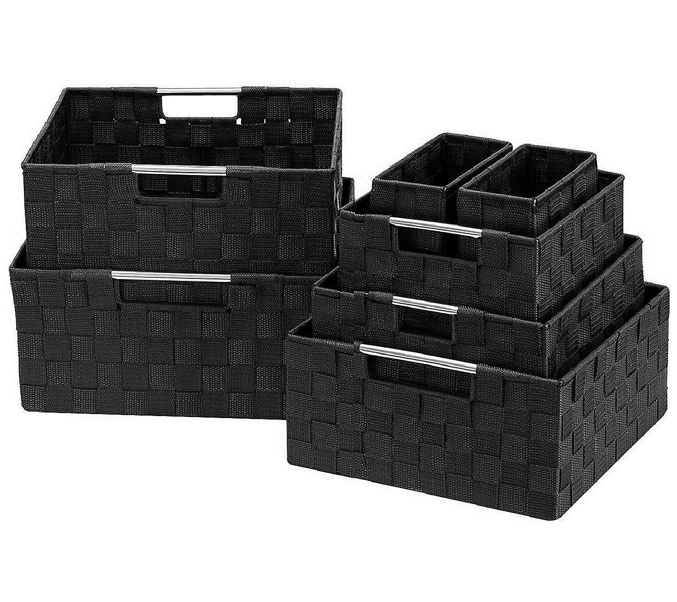 Sorbus Weave 7 Piece Basket Set - Black | QVC
