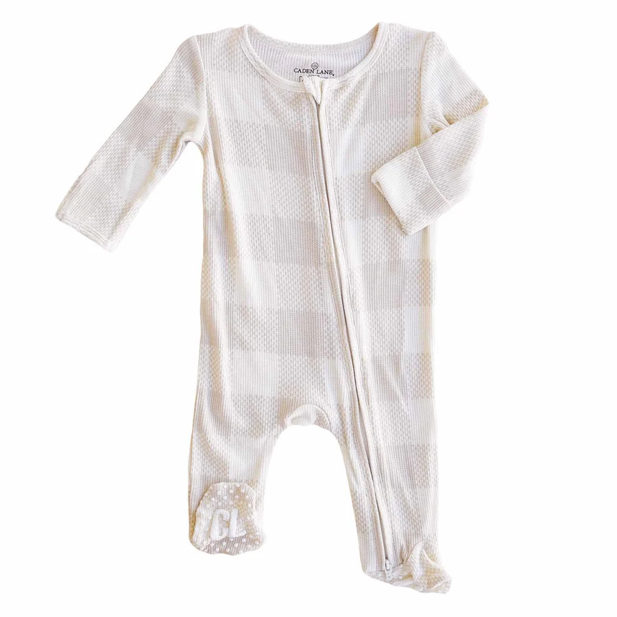 All Bamboo Waffle Zipper Footies | Caden Lane
