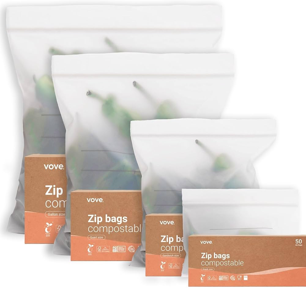 Plant-Based Zip bags bundle | 1 Box each S,M,L,XL | Snack, Sandwich, Quart, Gallon | Resealable, ... | Amazon (US)