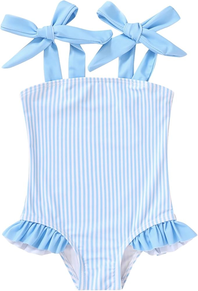 YOUNGER TREE Toddler Swimsuit Girl Color Block Stripe One-Piece Swimwear Baby Girl Bathing Suits | Amazon (US)