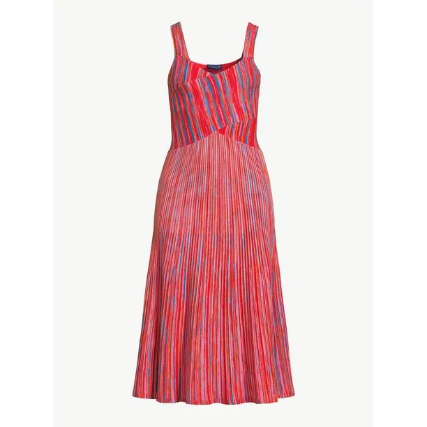 Scoop Women's Micro Stripe Midi Dress | Walmart (US)