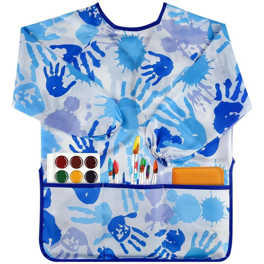 Kids Art Smock Toddler for Girls Boys ages 3-8 with Long Sleeve and 3 Pockets for Painting Activi... | Amazon (US)