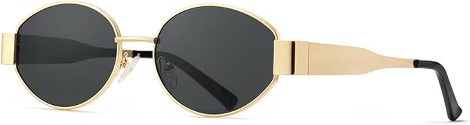 Retro Oval Sunglasses for Womens Men UV400 Trendy Sunglasses Protective Fashion Classic Tone Meta... | Amazon (US)