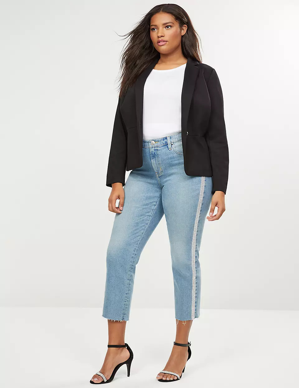 High-Rise Straight Jean - Rhinestone Side | Lane Bryant (US)