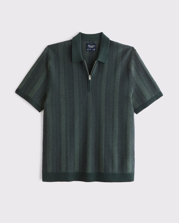 Contrast Textural Zip Sweater Polo | Abercrombie & Fitch (US)