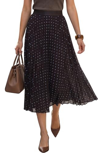 Arach&Cloz Womens Spring Summer Elastic Waist Pleated A-Line Floral Printed Maxi Midi Work Dress ... | Amazon (US)