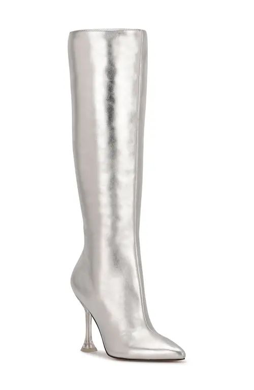 Nine West Talya Knee High Boot in Silver at Nordstrom, Size 8.5 | Nordstrom