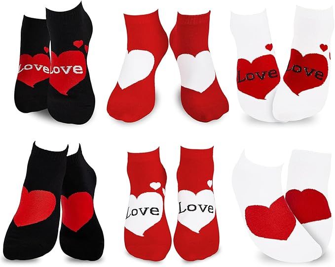 6 Pairs Valentine Socks Women Valentine's Day No Show Socks Love Heart Low Cut Socks Novelty Funn... | Amazon (US)