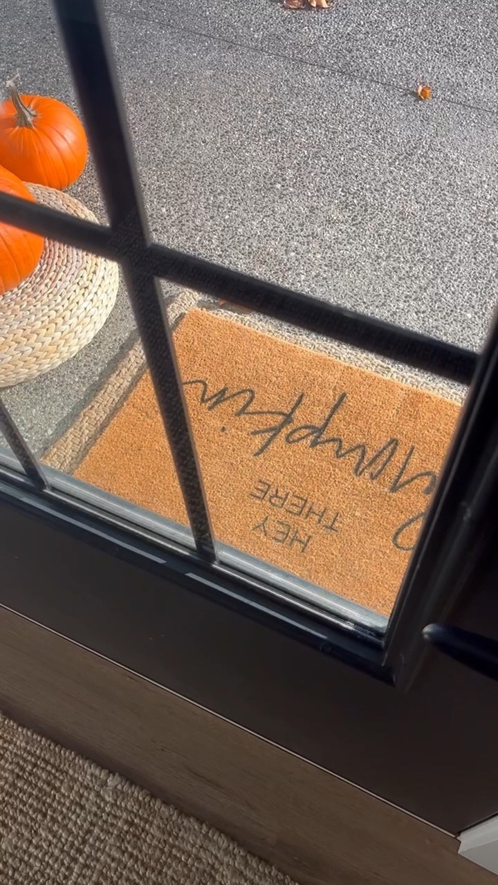 D I Y / I’ve had this HEY THERE Pumpkin 

fall decor doormat for a few years now. They do end up fading quite a bit over time, but I gave her a quick lil refresh, & she’s good as new! 

Only took me about 20 mins to apply pure black acrylic paint over the wording with a stiff brush.

There was also a little tear at the bottom that I repaired with a little gorilla glue. 

Front Entrance Fall Decor 

#LTKhome #LTKstyletip #LTKSeasonal