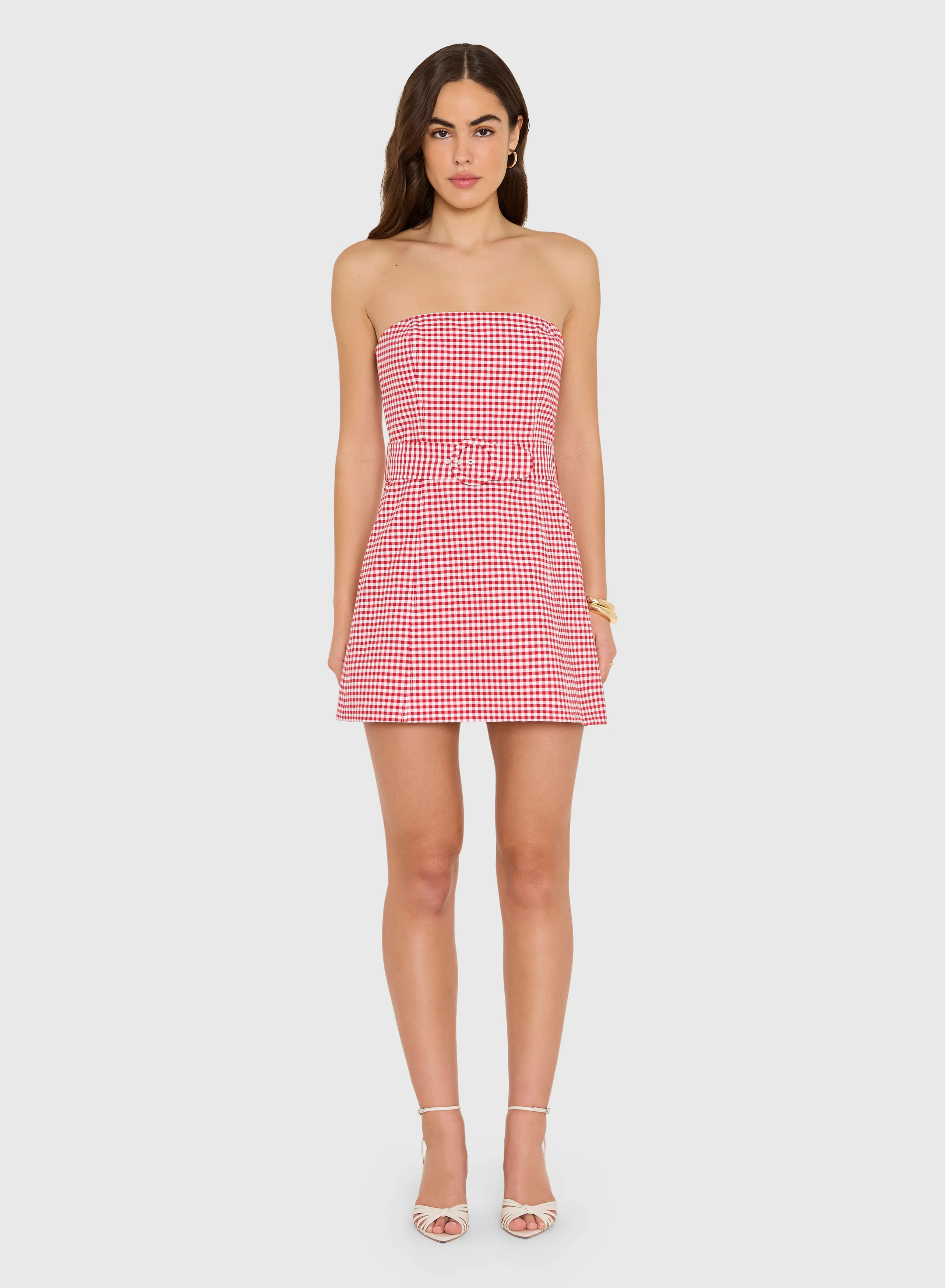 Fae Dress in Gingham | Strapless Gingham Mini Dress - Amanda Uprichard | Amanda Uprichard
