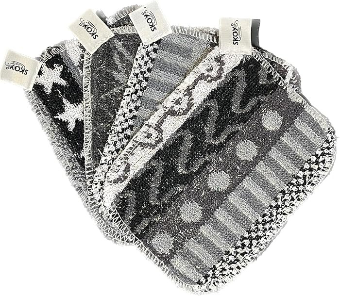 Skoy Scrub, 4-Pack Reusable, Non-Scratching Dish Scrubber for Kitchen and Household Cleaning, Planet-Friendly, Dishwasher Safe Soft Scrub, Monochromatic Colors | Amazon (US)