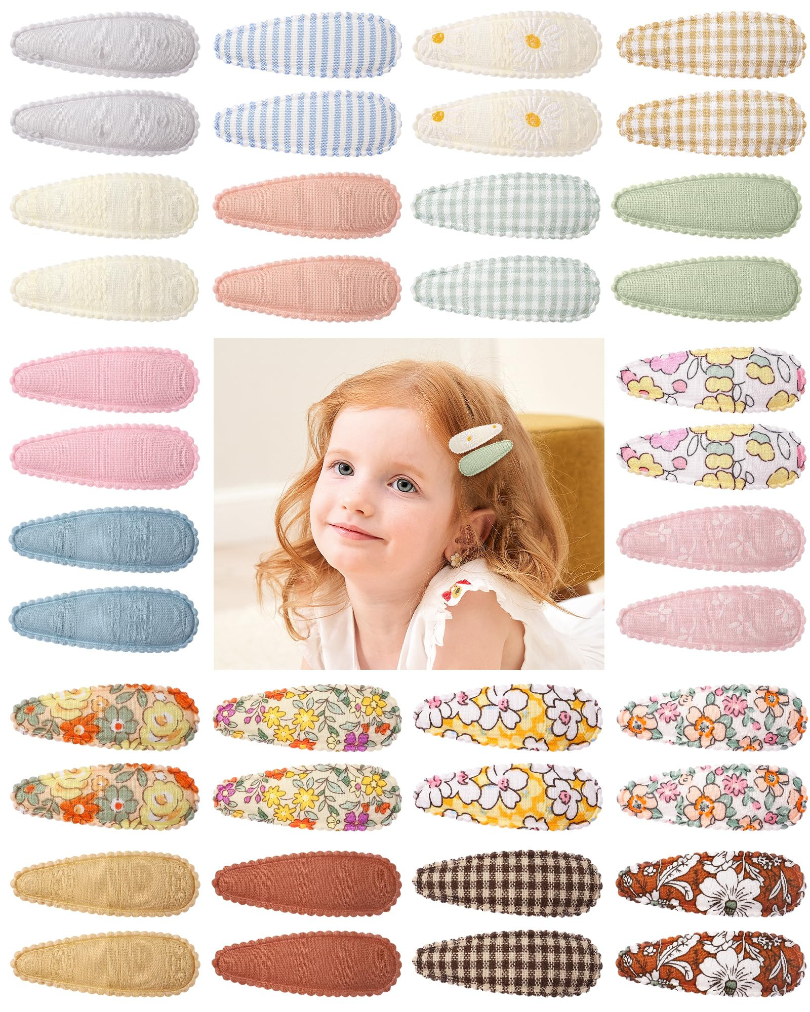 doboi 40Pcs Toddler Hair Clips Hair Barrettes Baby Girls Hair Bows Clips Floral Print Non Slip Sn... | Amazon (US)