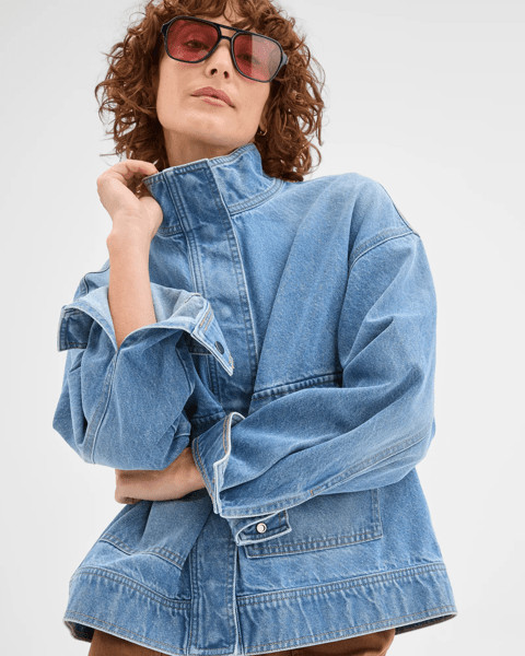 Denim Funnel Neck Jacket | Target AU