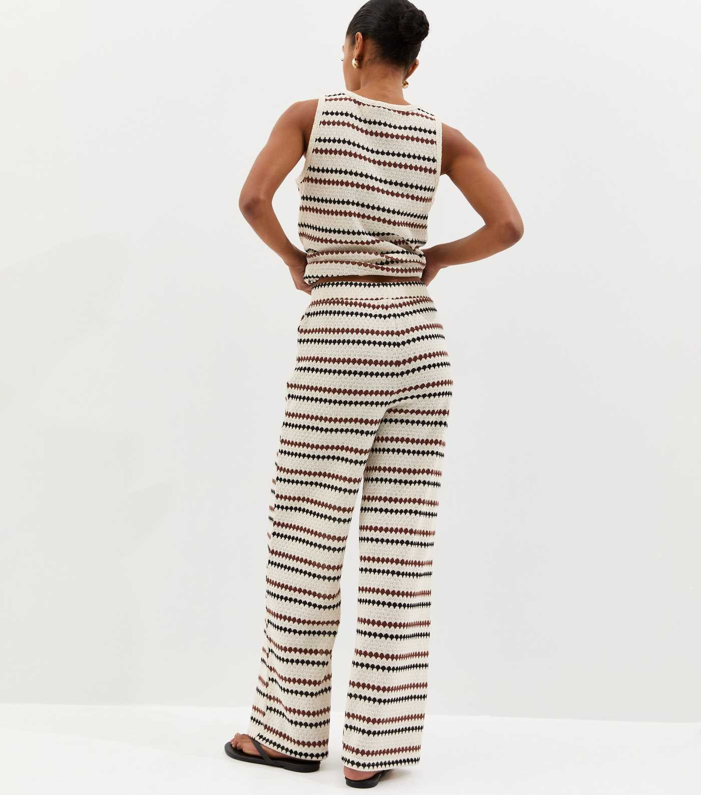Cream Knitted Multi Stripe Beach Wide Leg Trousers | New Look | New Look (UK)