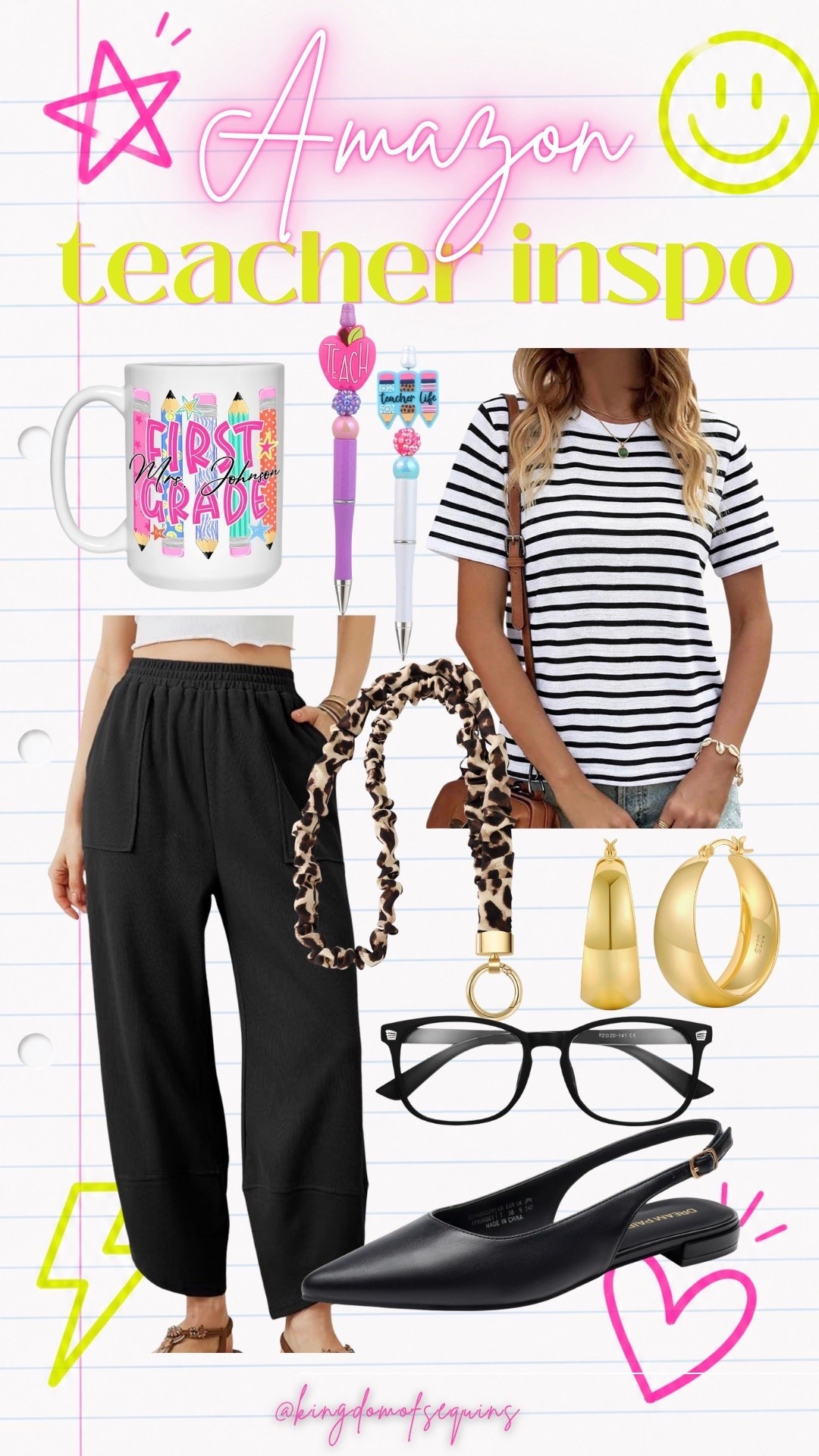 Simple and cute teacher outfit.